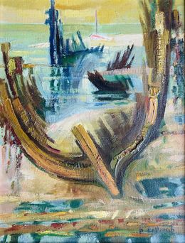 Painting, Epave au ciel jaune, Paul Collomb