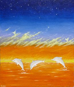 Painting, Dolphins Story 4, Jiwoo Oh