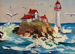 Pintura, Seascape with lighthouse.#3, Schagen Vita