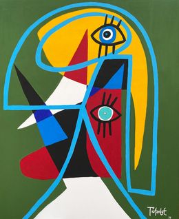 Peinture, Retrato en Fondo Verde, Enrique Pichardo