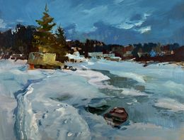 Gemälde, Frozen Winter River, Suprunchuk Yuriy