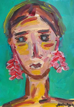 Painting, Woman with ruby drops, Natalya Mougenot