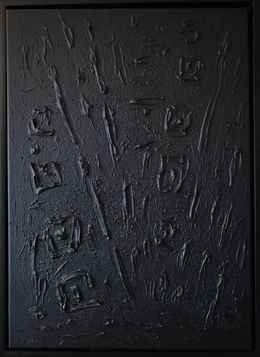 Pittura, Series Touch of Tranqullity - 2 - black abstraction in 3D, textured, minimalism, Nataliia Krykun