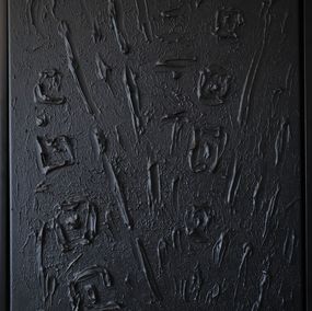 Painting, Series Touch of Tranqullity - 2 - black abstraction in 3D, textured, minimalism, Nataliia Krykun