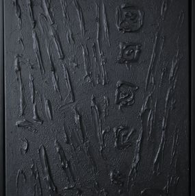 Gemälde, Series Touch of Tranqullity - 3 - black abstraction in 3D, textured, minimalism (1), Nataliia Krykun