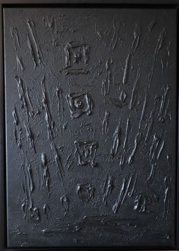 Pittura, Series Touch of Tranqullity - 3 - black abstraction in 3D, textured, minimalism (1) (1), Nataliia Krykun
