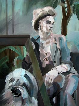 Painting, Lady with a dog for a walk, Svetlana Saratova