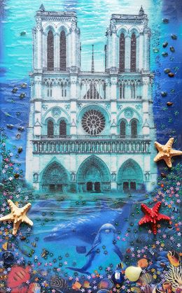 Peinture, Paris. Notre Dame. Global warming. Flood in the city, Irina Bast