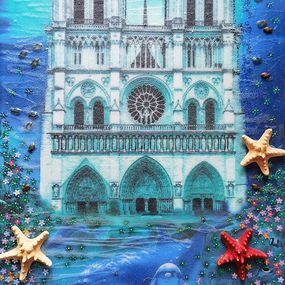 Peinture, Paris. Notre Dame. Global warming. Flood in the city, Irina Bast