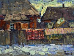 Peinture, Sunset Behind the Rooftops, Oksana Ivanyuk