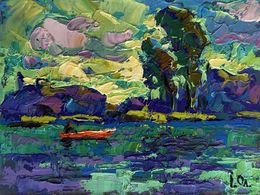 Peinture, River and Yellow Sunset, Ivanyuk Oleksiy