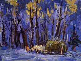Peinture, Home on a Winter Evening, Ivanyuk Oleksiy