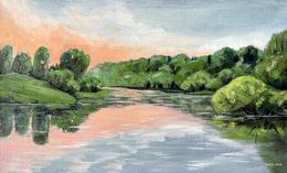 Pittura, Sunrise on a quiet river, Natalia Korneeva (Natiko)