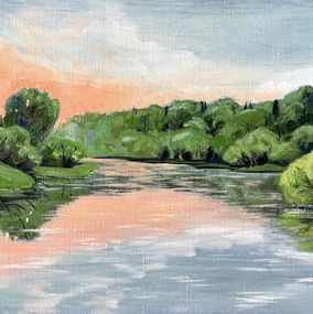 Painting, Sunrise on a quiet river, Natalia Korneeva (Natiko)