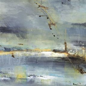 Painting, Espoirs de l'aube naissante série paysages imaginaires, Anne Labouret