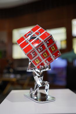 Sculpture, AArt's Cubes - Rubik Cube collage, Cars tribute - Red, Aurélie Anger