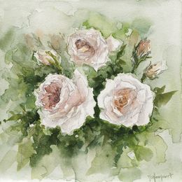 Peinture, Les roses série fleurs et nature, Marie-Charlotte Houpeurt-Chauffeté