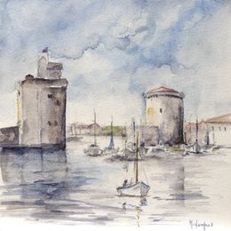 Peinture, Le Port de la Rochelle serié mer et océans, Marie-Charlotte Houpeurt-Chauffeté