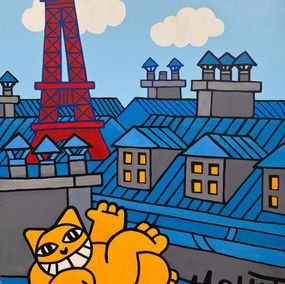 Peinture, Siesta sous le soleil devant la tour Eiffel, M.Chat
