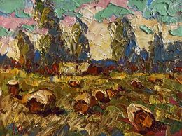 Peinture, Haystacks in the Field, Ivanyuk Oleksiy