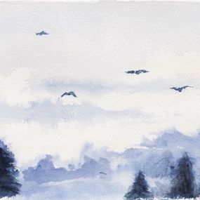 Painting, Ile aux Paveurs en Essonne série Arbres (1), Swann