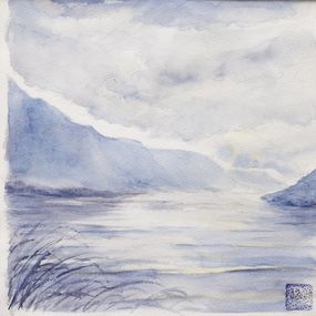Painting, Menaces sur le Lac d'Annecy série Montagbe, Swann
