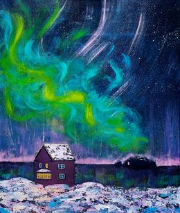 Painting, Aurora Borealis, Ksenia Tsyganyuk