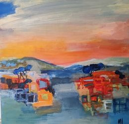 Painting, Village d'été, Marie Line Robert