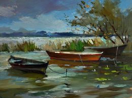 Painting, Boats Moored on the Shore, Suprunchuk Yuriy