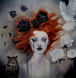 Painting, Eclat d’amour, ombre de tristesse, Nathalie Dervaux Pouliquen