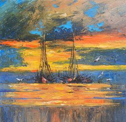 Painting, Sunset Anchors, Narek Qochunc