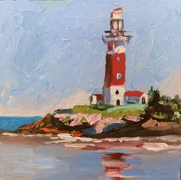 Peinture, Seascape with lighthouse, Schagen Vita