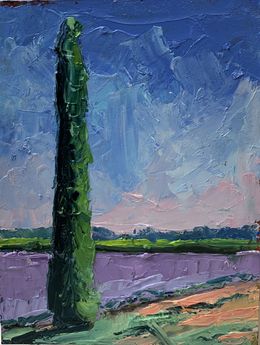Painting, Cypress. Tuscany. Italy, Schagen Vita