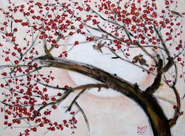 Painting, Les moineaux dans le prunier, Jeong Min Lee