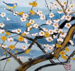 Painting, Une mésange bleu, Jeong Min Lee