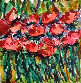 Painting, Blooming into red, Natalya Mougenot