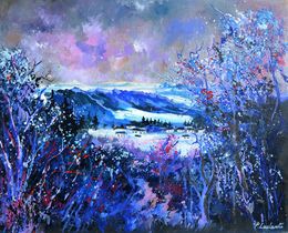 Painting, Snow in the valley, Pol Ledent