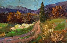 Peinture, Autumn Road to the Mountains, Boris Serdyuk