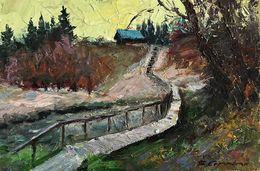 Peinture, Village Bridge, Boris Serdyuk