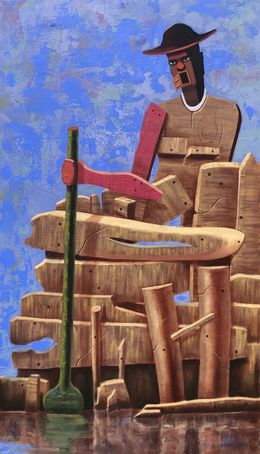 Painting, Viyon (Offspring is Good) - 21st Century, Contemporary, Abstract, Landscape, Lazarus Massavo