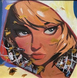 Painting, Sous le masque - Spider Gwen, Noël Caizergues
