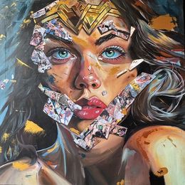 Painting, Amazone Écorchée - Wonder woman, Noël Caizergues