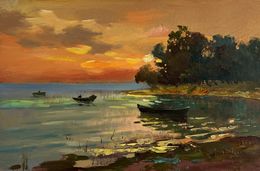 Pintura, Orange Sunset over the River, Suprunchuk Yuriy