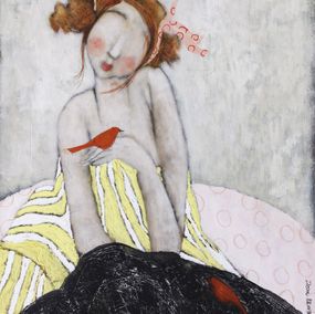 Painting, Miss 1 : Lolita - Portrait de femme et l'oiseau rouge, Dom Dewalles