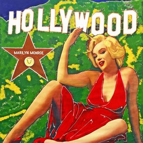 Peinture, Marilyn In Red Goes To Hollywood (large unique painting), Steve Kaufman