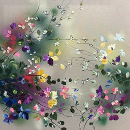Painting, Ethereal Drift - modern colorful floral, Anastassia Skopp