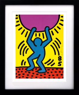 Print, International Youth Year (framed hand signed lithograph), Keith Haring