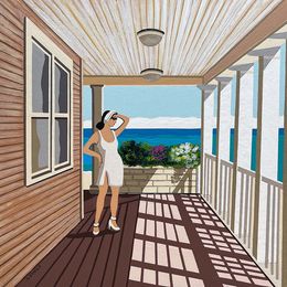 Painting, Terrasse Ombragée, Sylvie Eudes