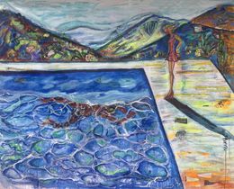 Pintura, Piscine Provence d'après  D.Hockney, Patmoli