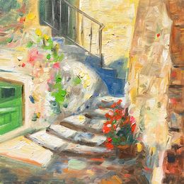 Painting, Flowers by the Stairway, Narek Qochunc